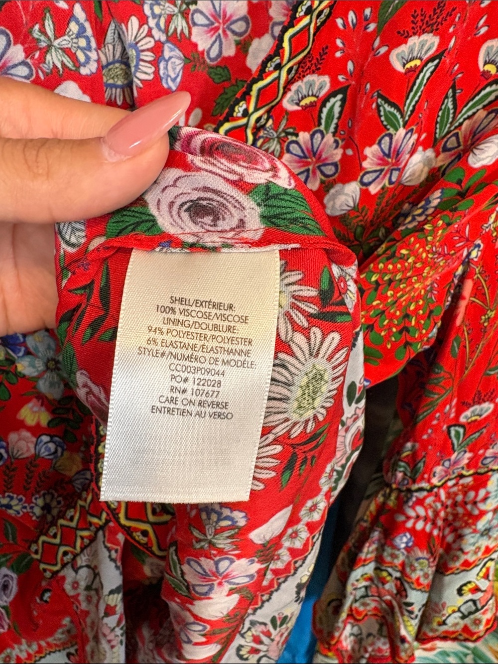 Alice + Olivia Red Floral Bell-Sleeve Blouse - Picture 5 of 5